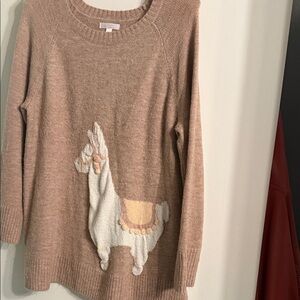 LC Lauren Conrad Llama Sweater in Brown and White
